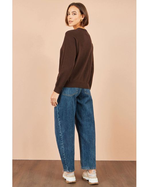 Yumi' Blue Dalmatian Intarsia Relaxed Jumper