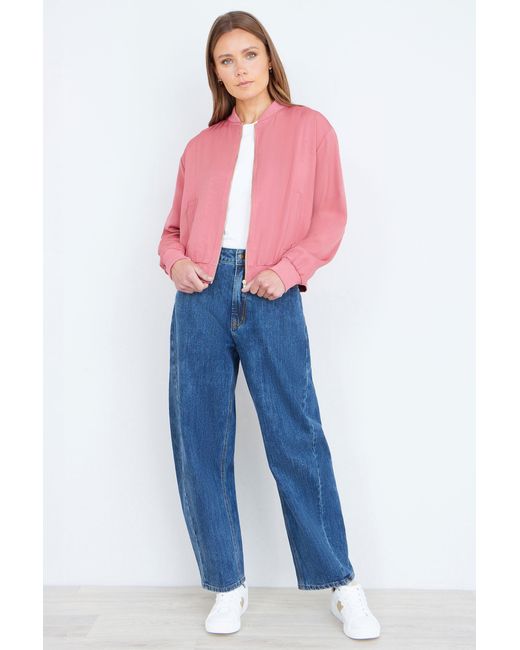 Yumi' Pink Relaxed Lightweight Bomber Jacket
