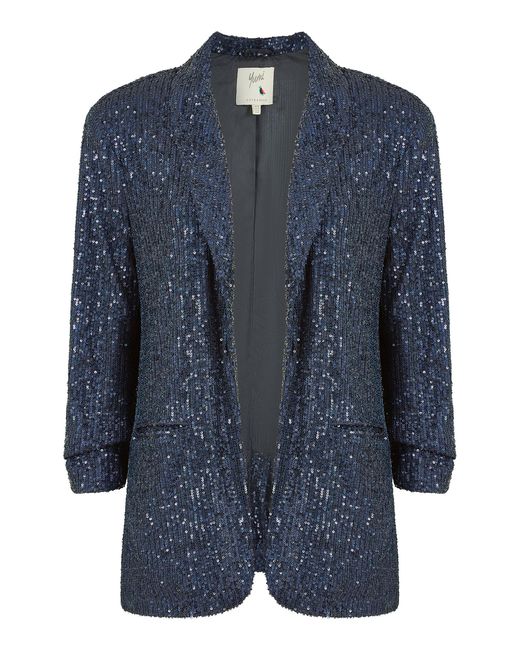 Yumi' Blue Sequin Blazer With Pockets