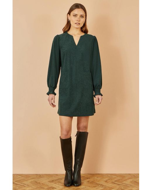 Yumi' Green Cord Tunic With Ruched Sleeve