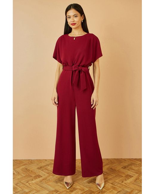Yumi' Red Batwing Stretch Jumpsuit