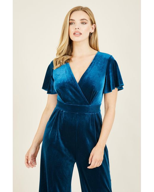 Yumi' Blue Angel Velvet Jumpsuit