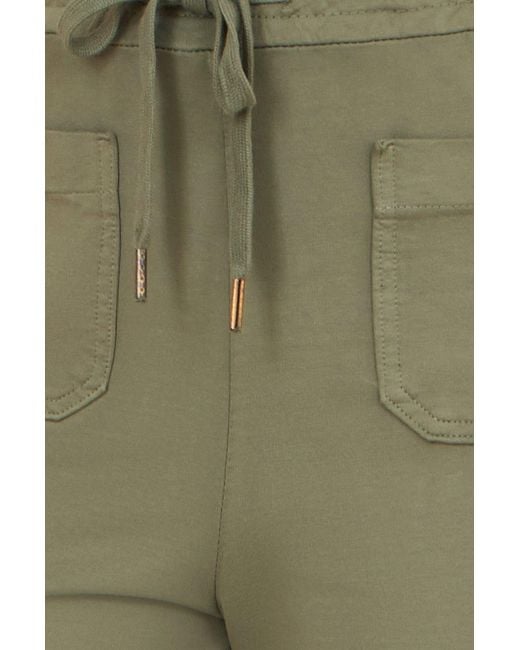 Yumi' Natural Relaxed Stretch Wide Leg Trousers With Pockets