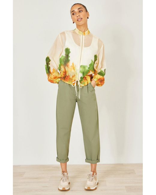 Yumi' Natural Printed Lightweight Modal Bomber Jacket