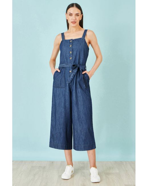 Yumi' Blue Chambray Button Through Jumpsuit