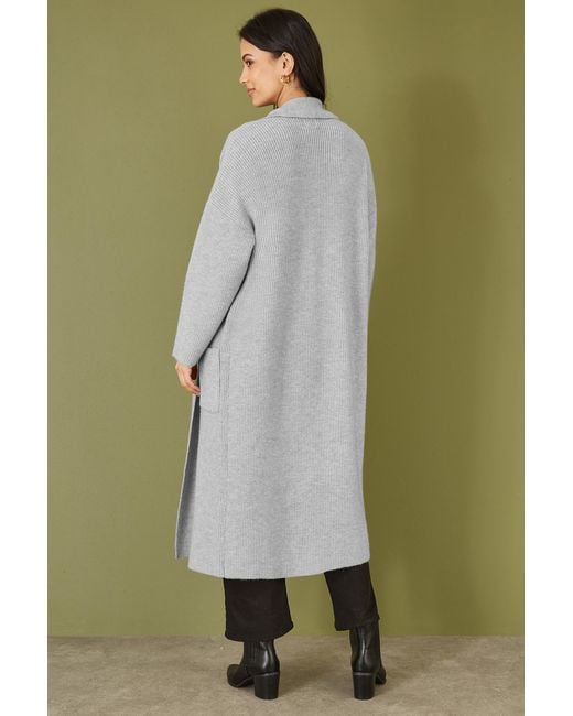 Yumi' Green Knitted Maxi Cardigan With Pockets