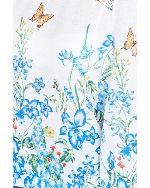 Yumi' Blue Butterfly Print Long Sleeve Top
