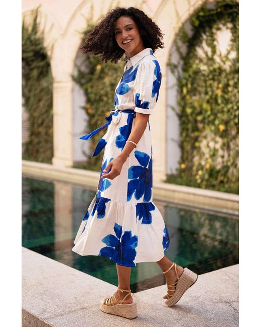 Yumi' Black Scattered Floral Shirt Dress