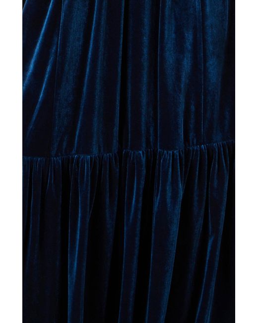 Yumi' Blue Velvet Midi Dress