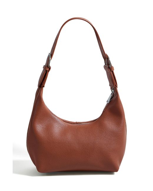 Yumi' Brown Shoulder Scoop Bag With Buckle