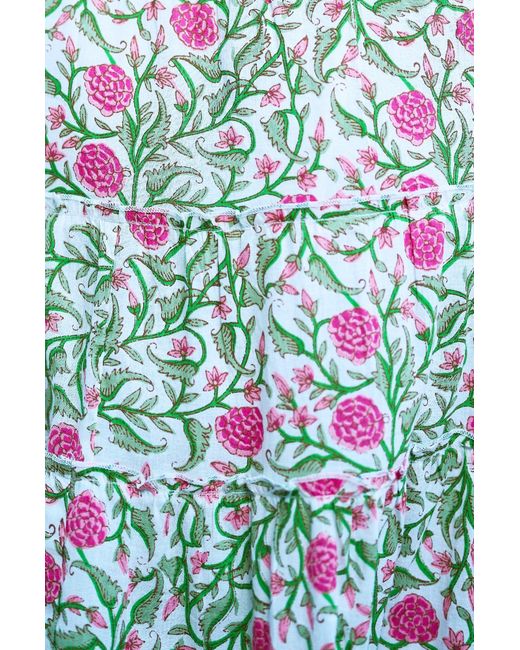 Yumi' White Boho Print Cotton Floral Maxi Skirt