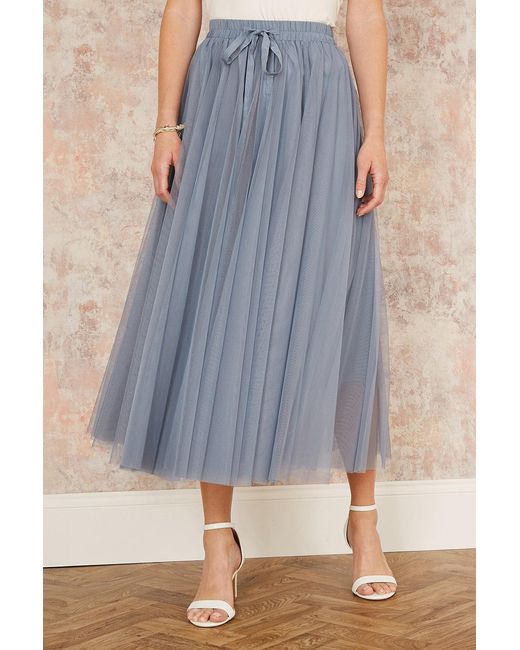 Yumi' Blue Mesh Tulle Skirt