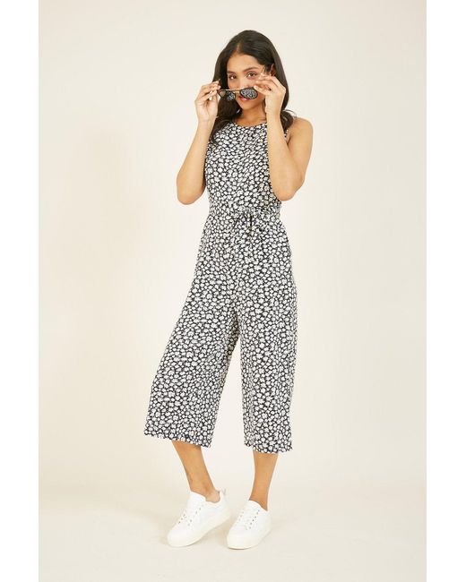 Mela White Ditsy Daisy Sleeveless Culotte Jumpsuit
