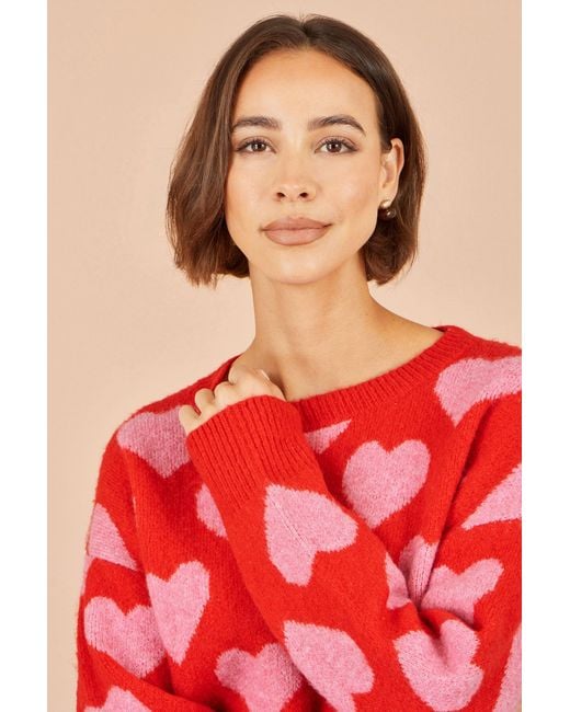 Yumi' Red Heart Intarsia Relaxed Jumper