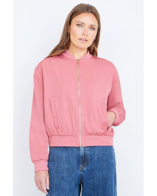 Yumi' Pink Relaxed Lightweight Bomber Jacket