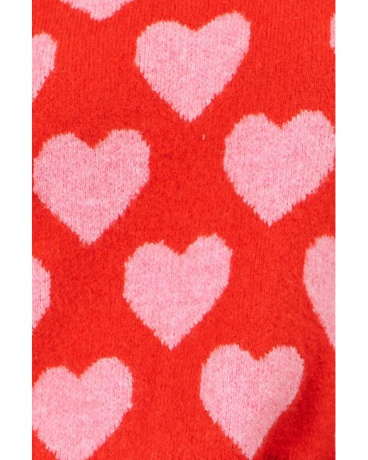 Yumi' Red Heart Intarsia Relaxed Jumper