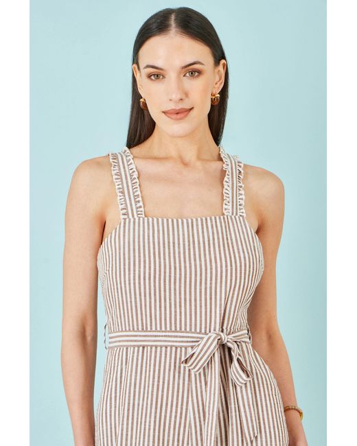 Yumi' Blue Stripe Strappy Jumpsuit