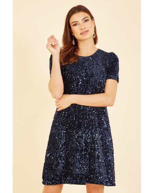 Mela London Blue Mela Sequin Tunic Dress