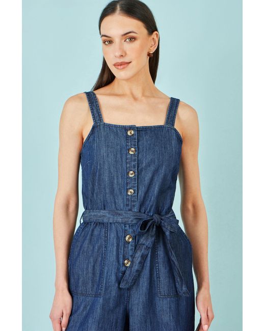 Yumi' Blue Chambray Button Through Jumpsuit