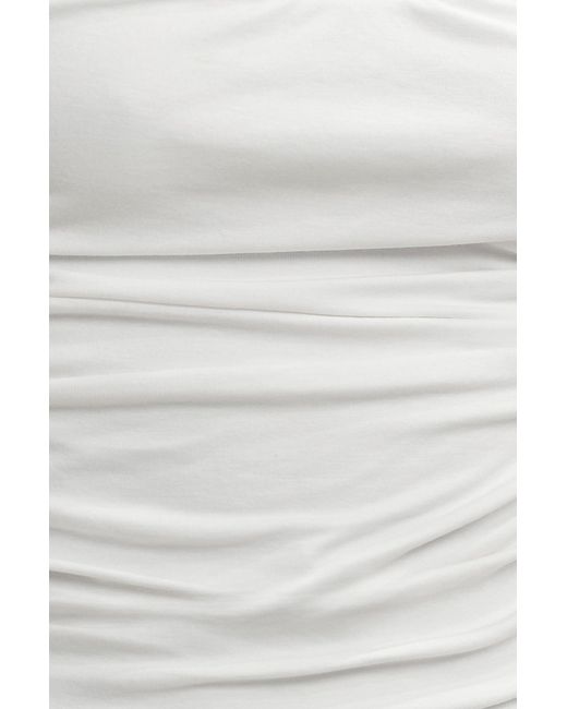 Yumi' White Cotton Ruched Vest Top