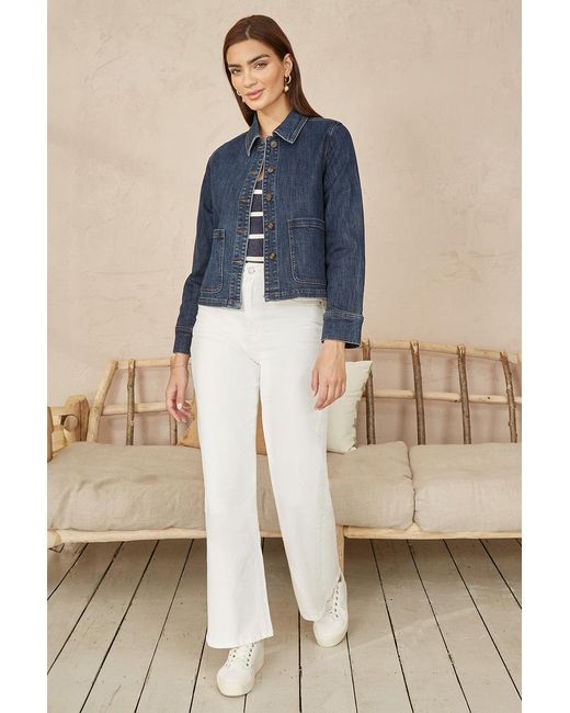 Yumi' Blue Denim Jacket With Patch Pockets