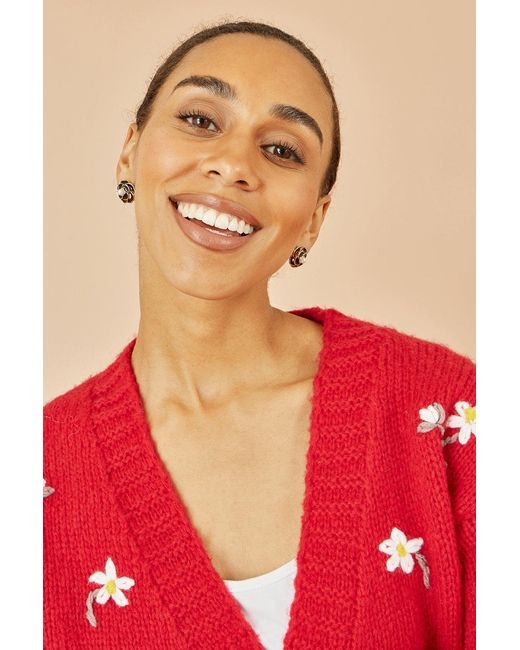 Yumi' Hand Embroidered Chunky Knitted Cardigan