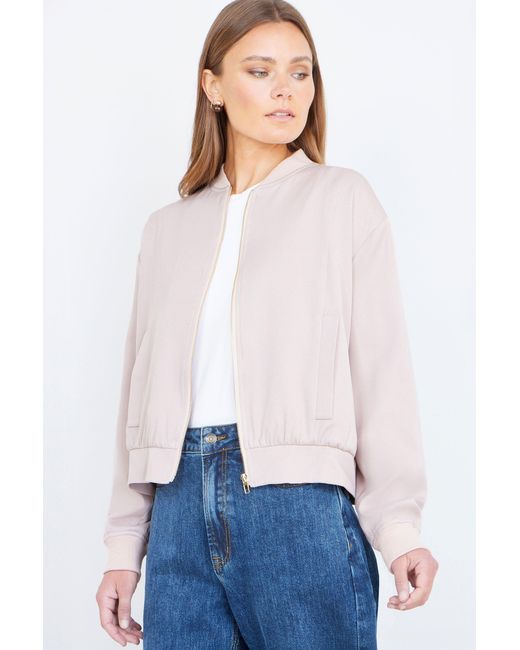 Yumi' White Relaxed Lightweight Bomber Jacket