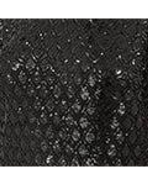 Yumi' Black Sequin Tunic Dress With Chevron Pattern & Keyhole Neckline