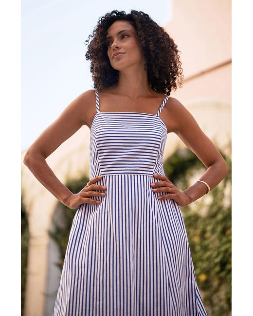 Yumi' Black Stripe Cotton Sun Dress With Ruched Back