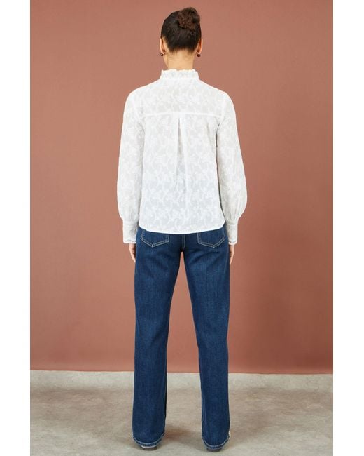 Yumi' White Floral Cotton Shirt With Lace Details