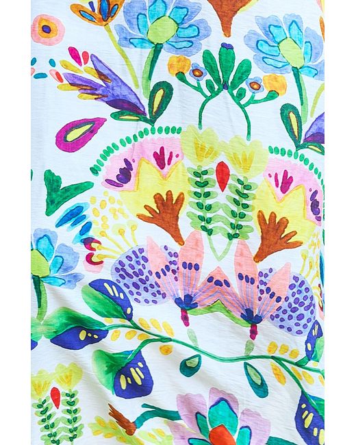 Yumi' Blue Multicolour Abstract Flower Maxi Dress With Tie Back