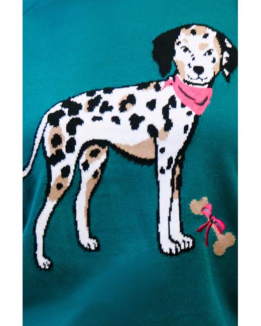 Yumi' Blue Dalmatian Intarsia Relaxed Jumper