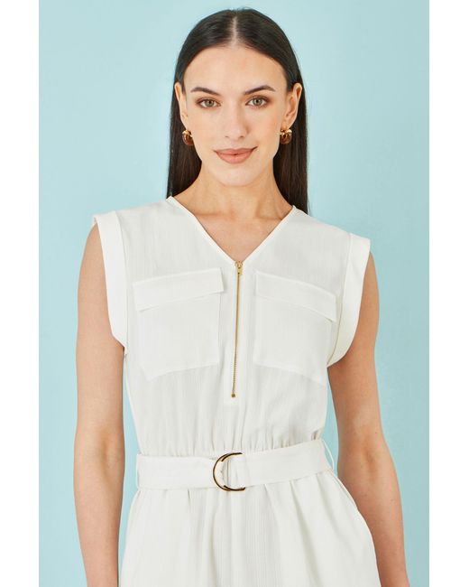 Yumi' White Utility Style Playsuit