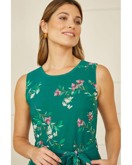 Yumi' Green Daisy Print Skater Dress