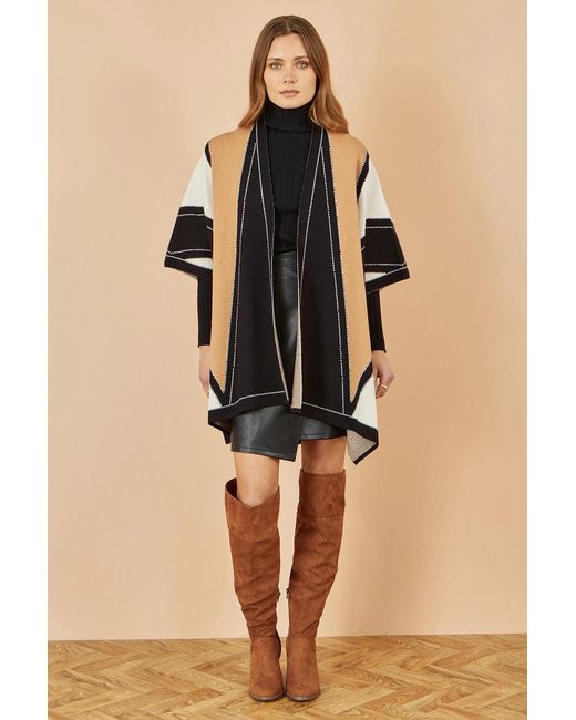 Yumi' Black Colour Block Cape