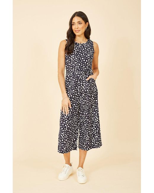 Mela Blue Blotch Print Culotte Jumpsuit