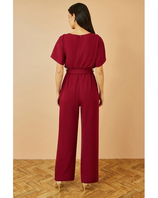 Yumi' Red Batwing Stretch Jumpsuit