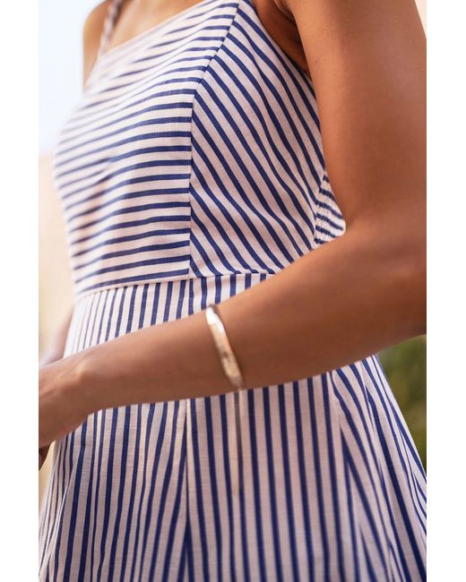 Yumi' Black Stripe Cotton Sun Dress With Ruched Back