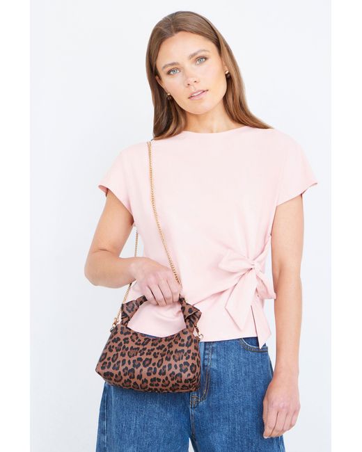 Yumi' White Leopard Small Shoulder Bag