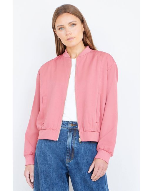 Yumi' Pink Relaxed Lightweight Bomber Jacket