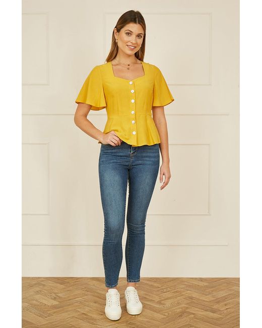 Yumi' Yellow Button Up Top