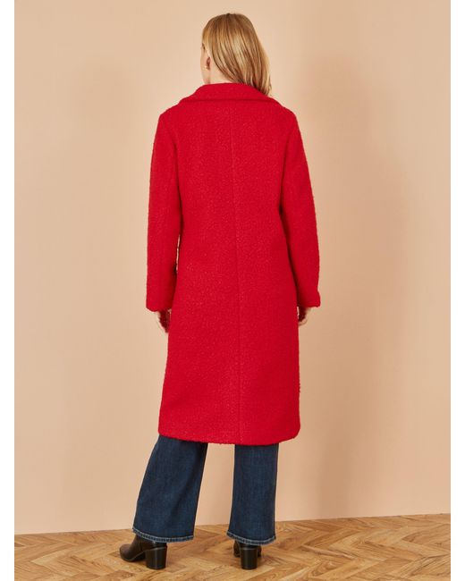 Yumi' Red Boucle Long Line Coat