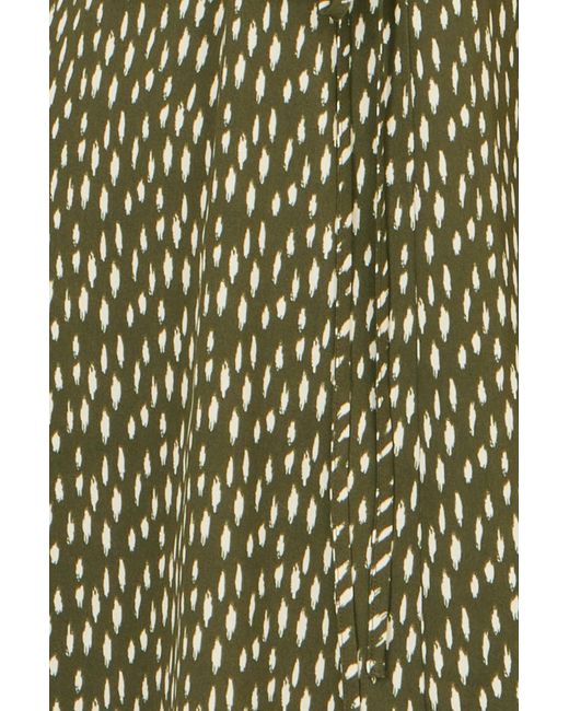 Yumi' Green Spot Wrap Midi Tea Dress
