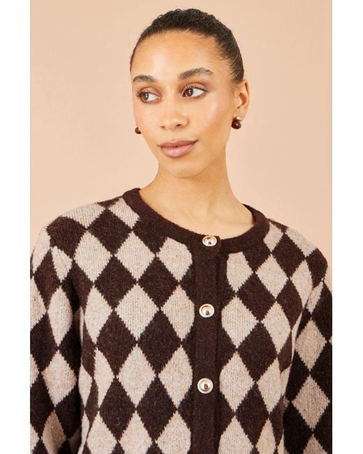 Yumi' Blue Argyll Knit Cardigan