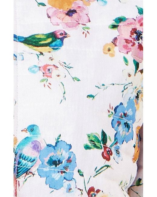 Yumi' Blue Floral Embroidery Cotton Jacket