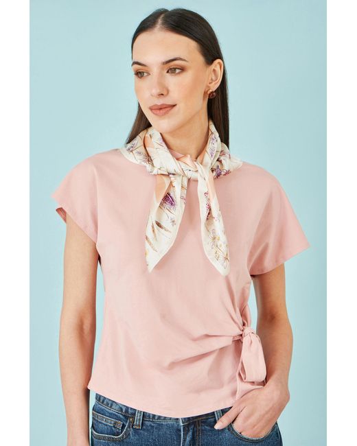 Yumi' Natural 100% Silk Delicate Floral Print Scarf