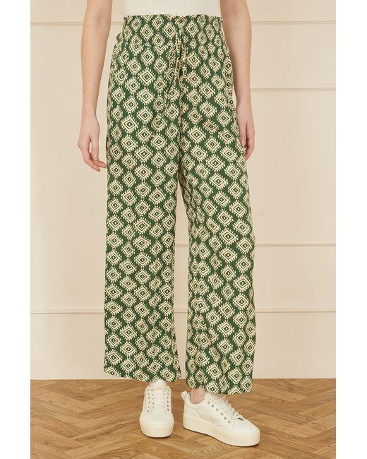 Yumi' Natural Geo Print Relaxed Fit Trousers