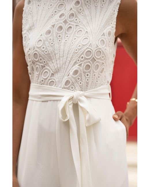 Yumi' Red Lace Sleeveless Jumpsuit