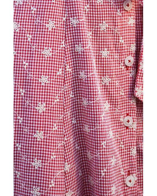 Yumi' Pink Broderie Anglaise Embroidered Sleeveless Shirt Dress