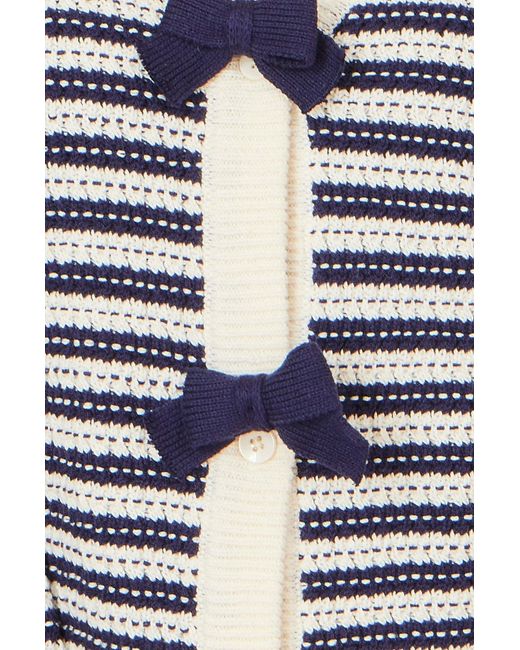 Yumi' Blue Multicolour Block Stripe Tie Front Cardigan